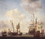 VELDE, Willem van de, the Younger Warships at Amsterdam rt Germany oil painting reproduction